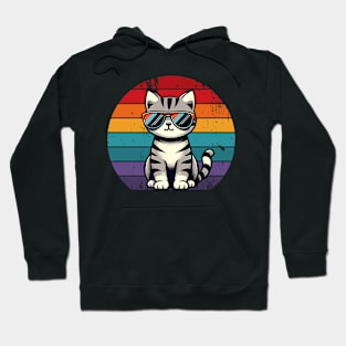 Retro Cat in Sunglasses Novelty Funny Cat Hoodie